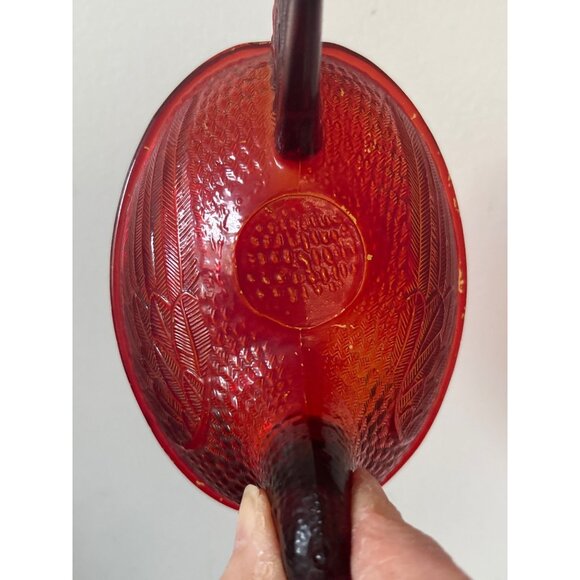 VTG Indiana Glass Ruby Red Glass Hen on Nest Dish Flashed Painted Farmhouse MCM - Picture 10 of 14